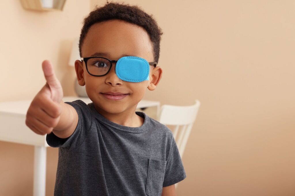 a child undergoing vision therapy to treat lazy eye.